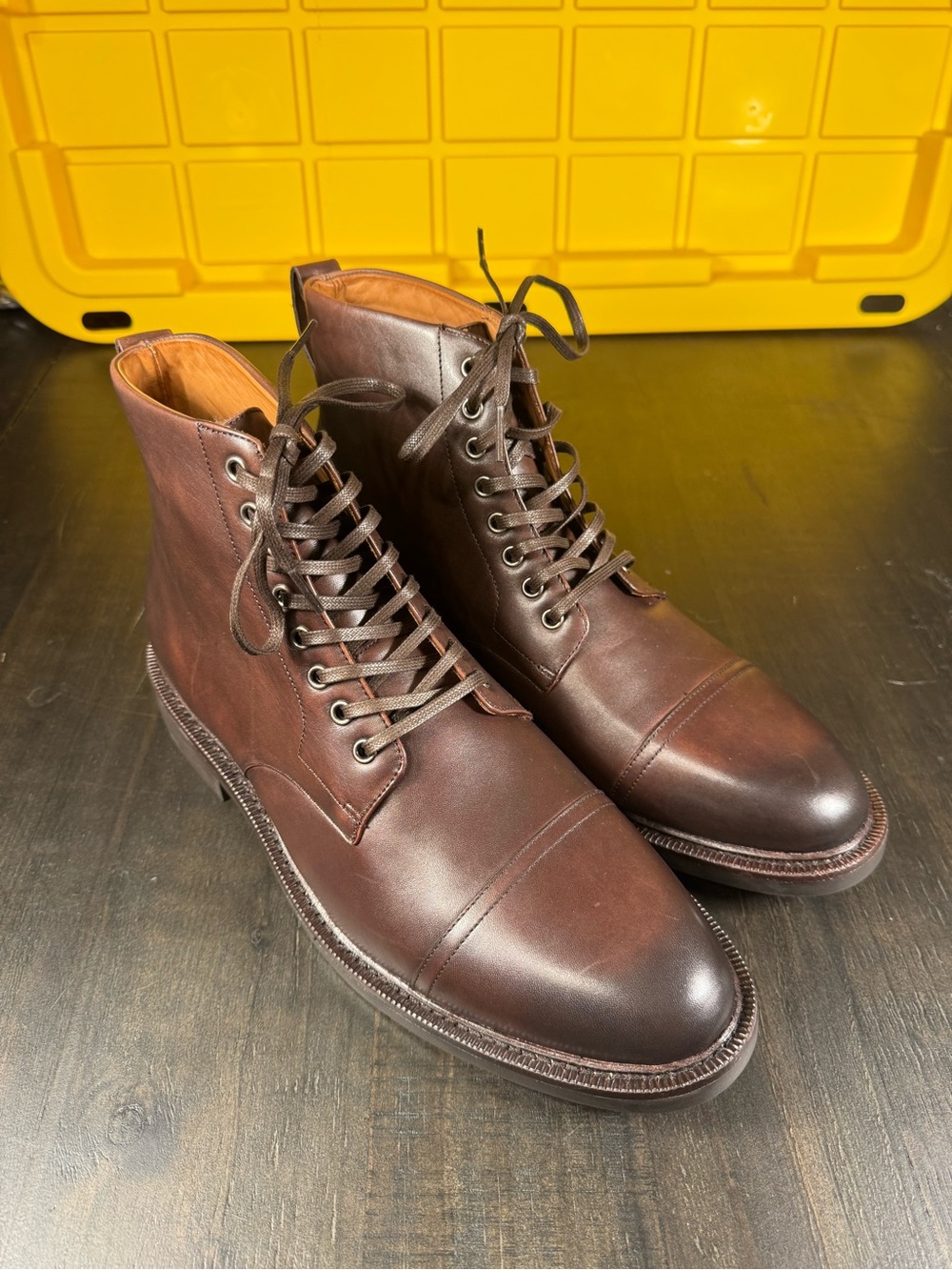 NWOB Polo Ralph Lauren Men's Asher Leather Cap-Toe Boots Brown Size 10.5